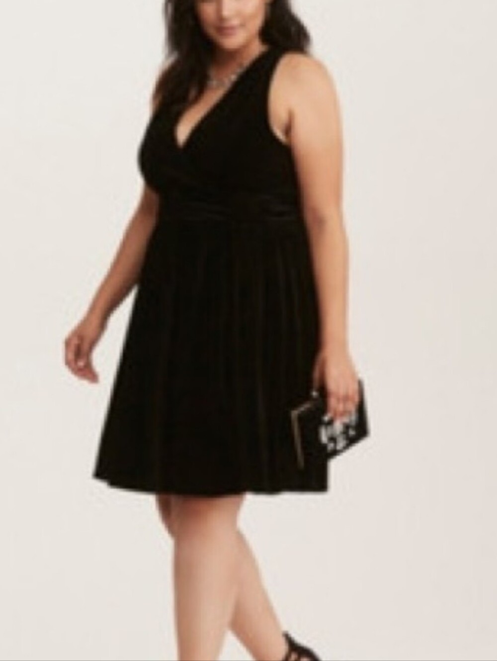 Torrid Black Velvet Surplice Full Skirt Tank Dress Size 26 plus size
